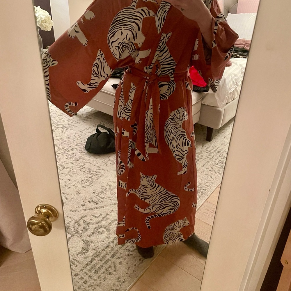 Tiger Print Kimono Robe